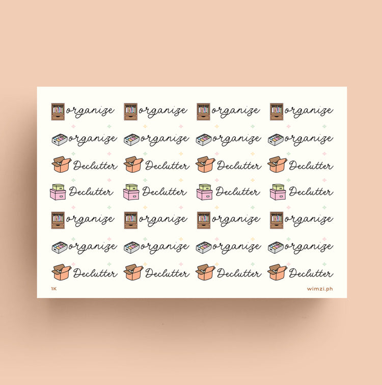 Organize Declutter Script Planner Stickers