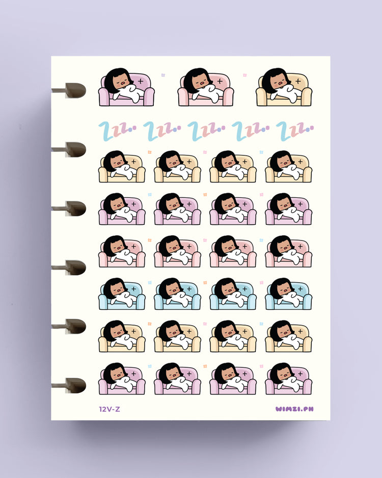 Tired Sleeping Couch Potato Planner Stickers