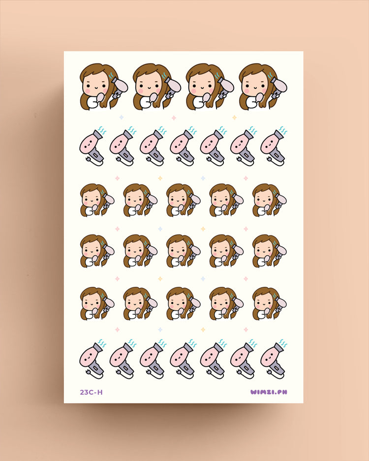 Blow Dry Hair Planner Stickers