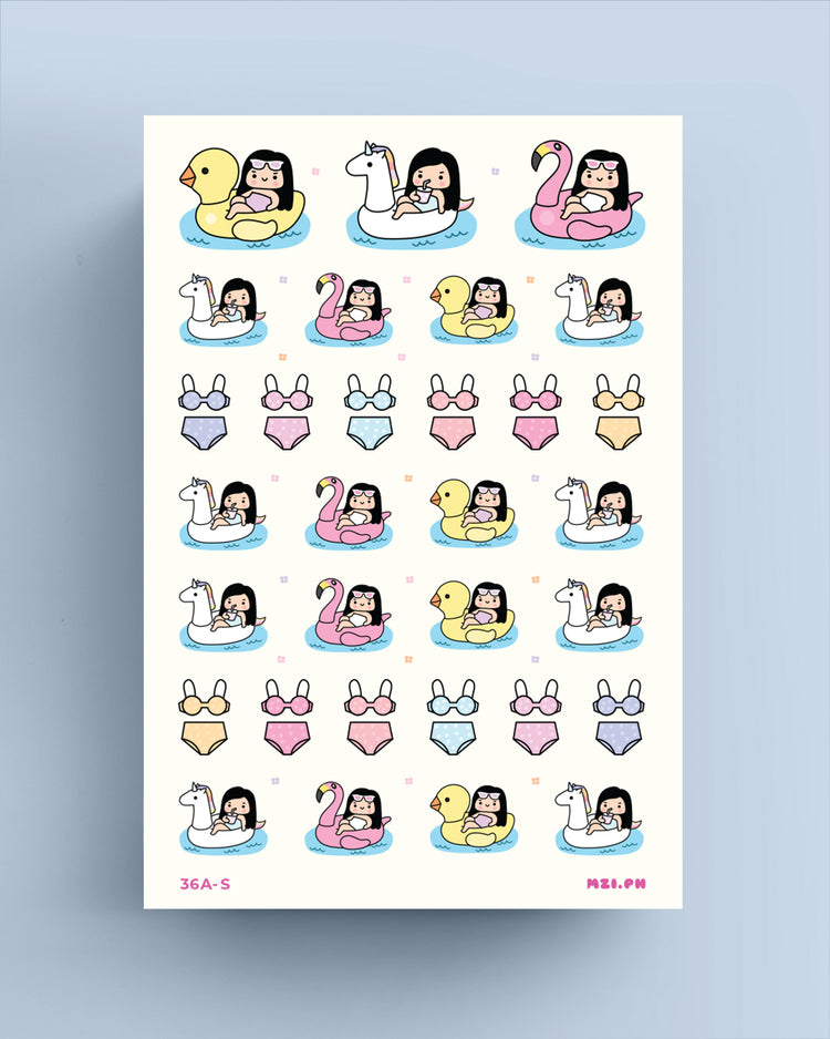 Cute Summer Floaters Planner Stickers