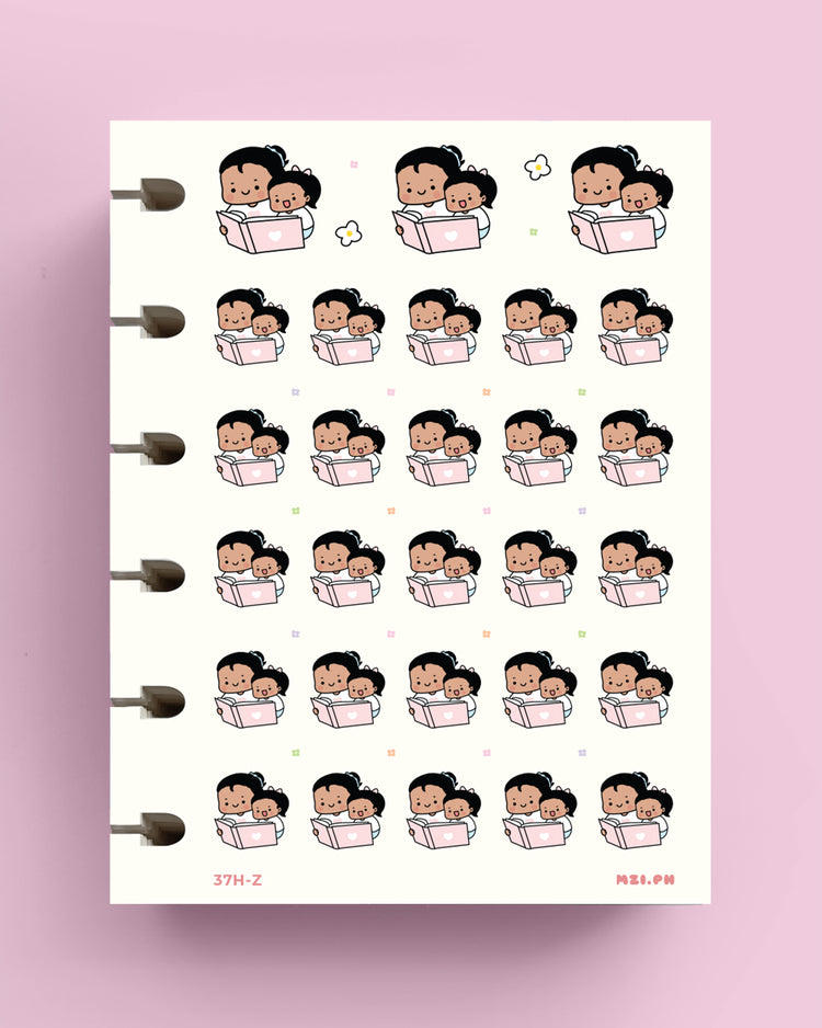 Mom Reading with Daughter Planner Stickers