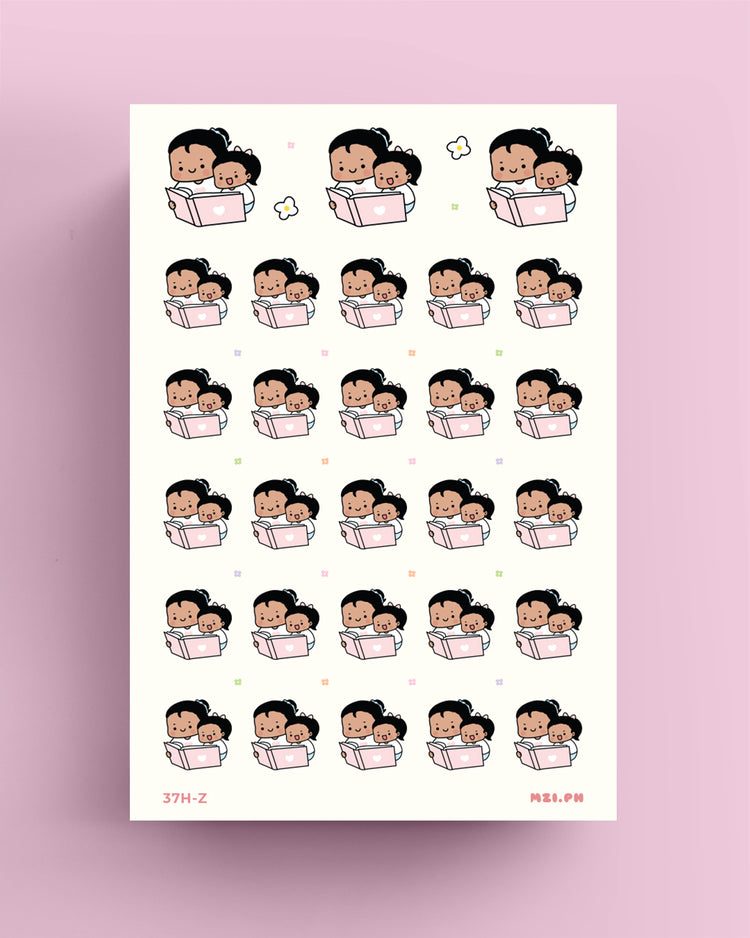 Mom Reading with Daughter Planner Stickers