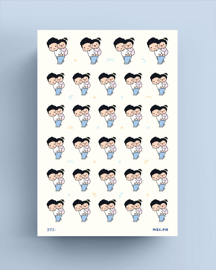 Dad & Little Girl Piggy Back Ride Stickers