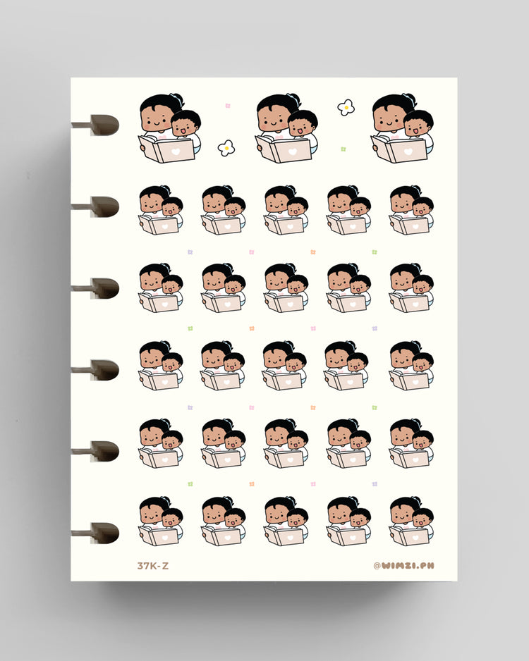 Mom Reading with Son Planner Stickers