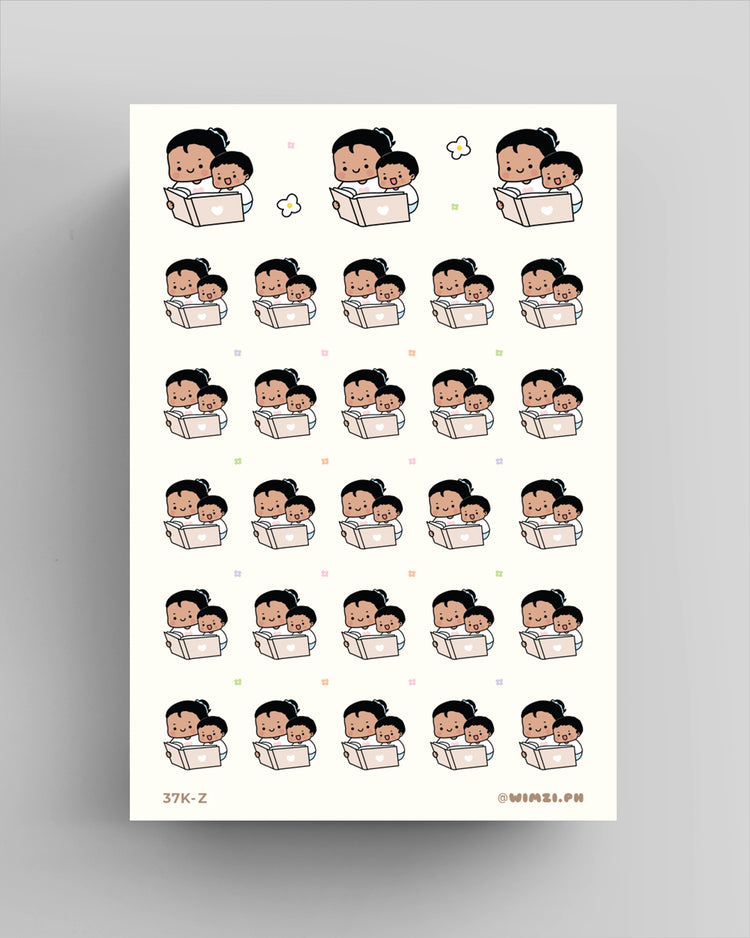 Mom Reading with Son Planner Stickers