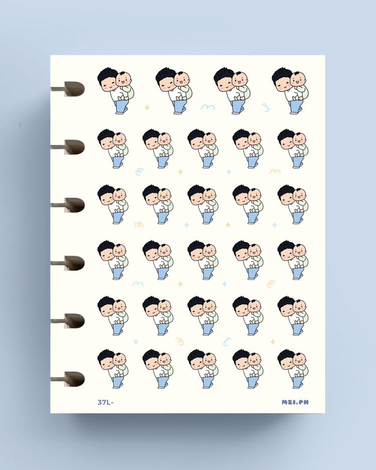 Dad & Little Boy Piggy Back Ride Stickers