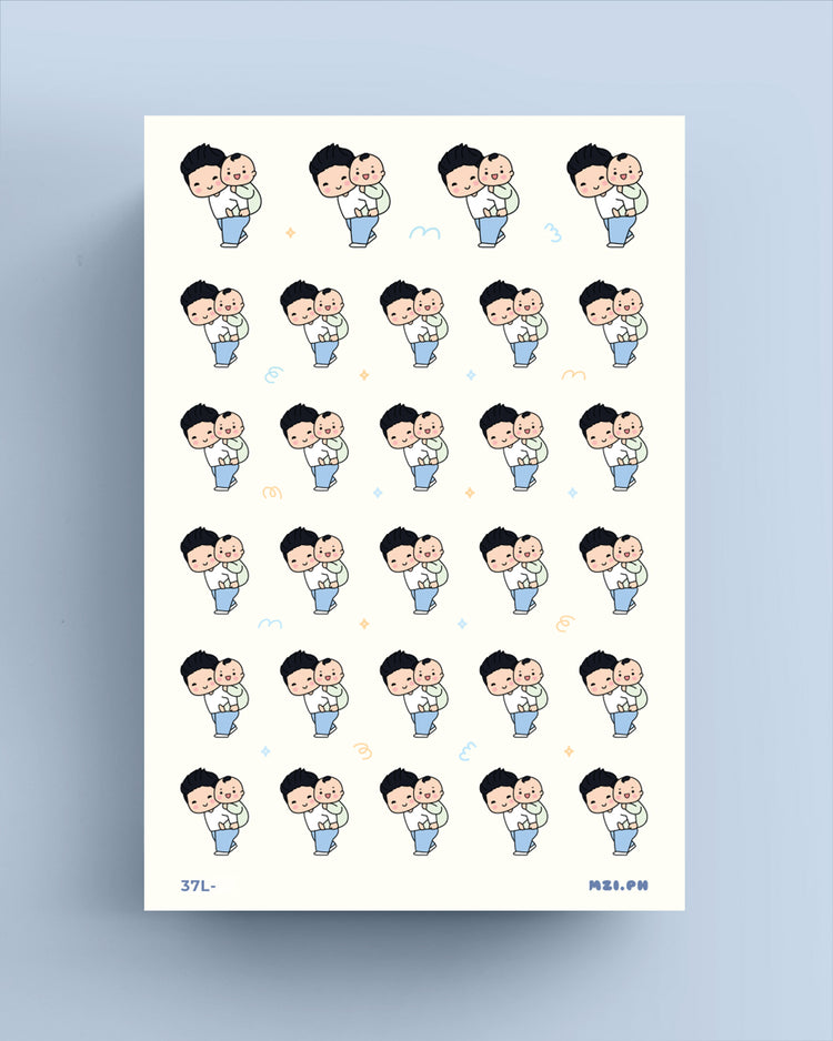 Dad & Little Boy Piggy Back Ride Stickers