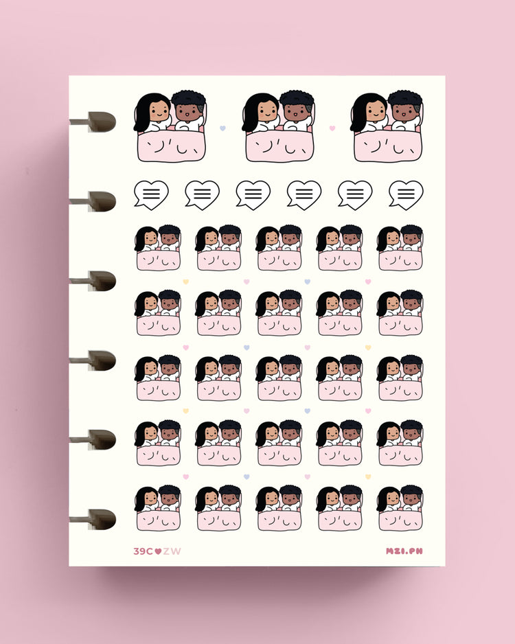Couple in Bed Planner Stickers