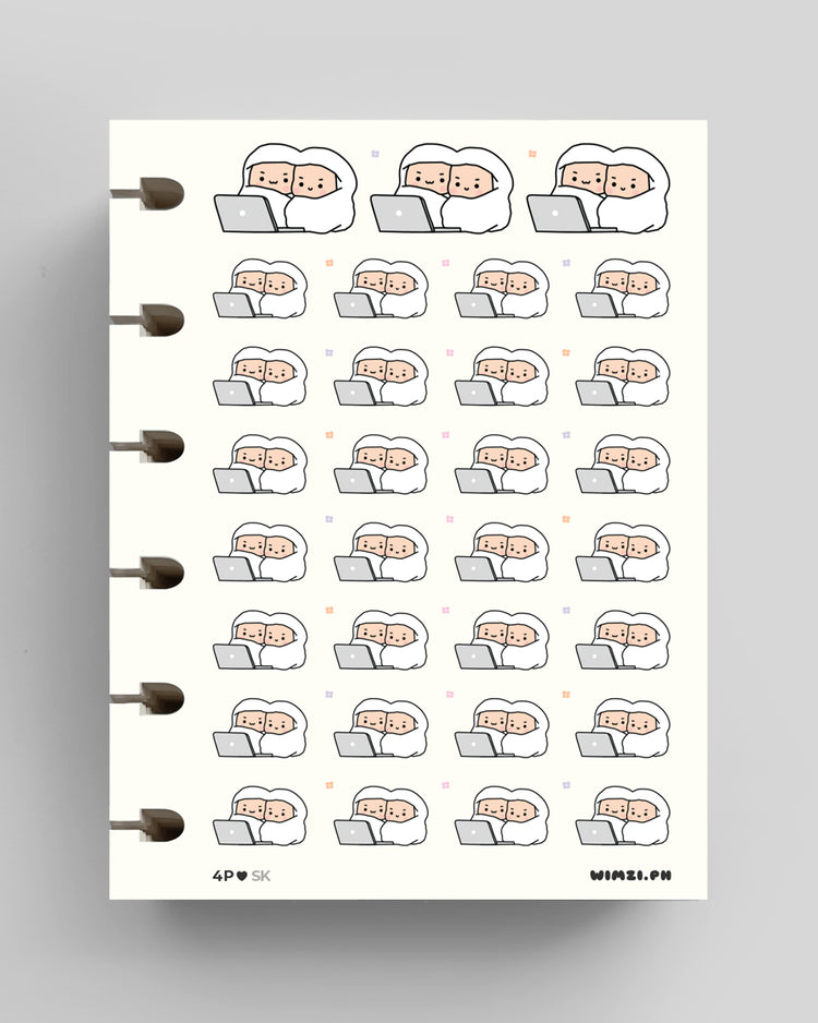 Cuddle and Watch Movies Couple Planner Stickers
