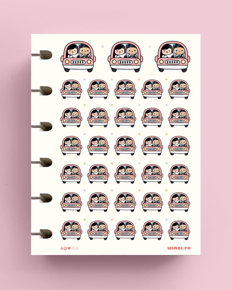 Couple in a Car Planner Stickers