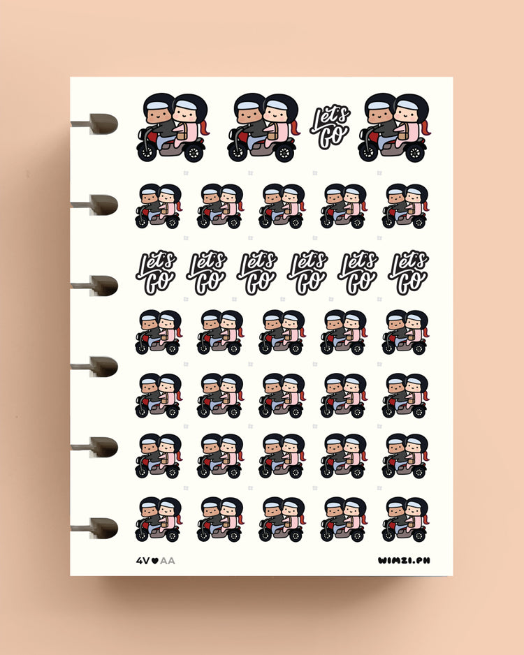 Motorcycle Ride Couple Planner Stickers