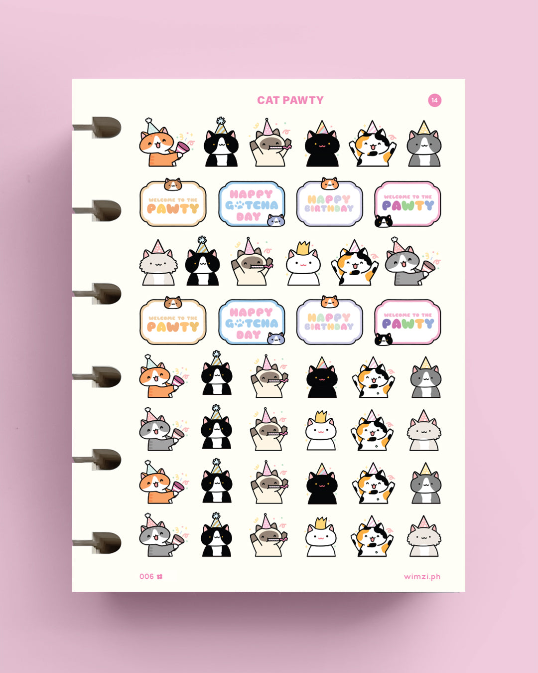 Cat Pawty Planner Stickers