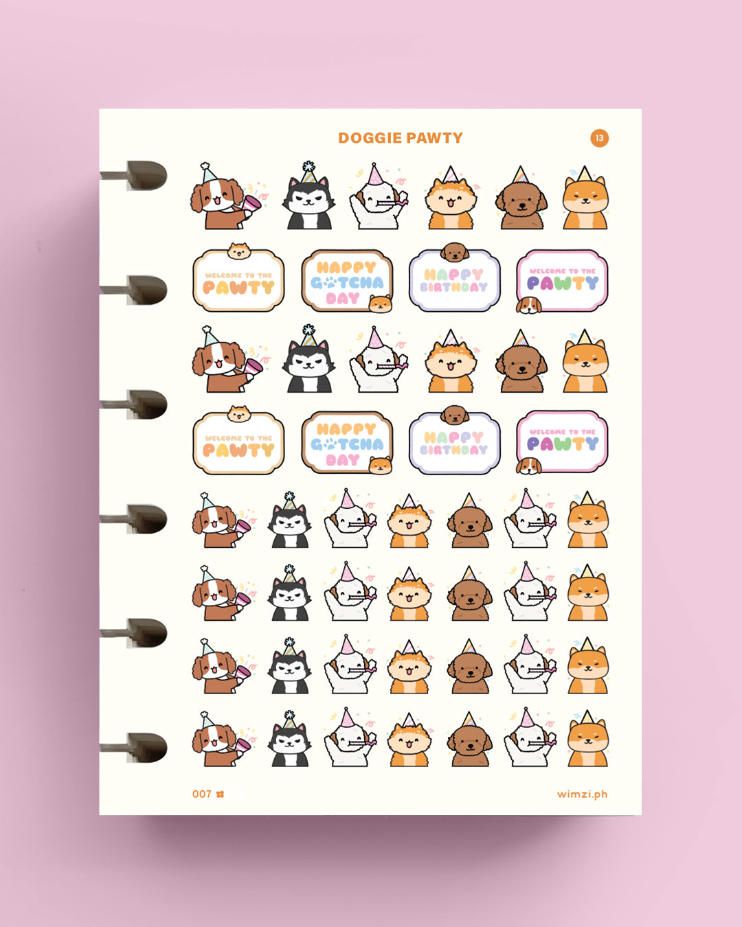 Doggie Pawty Planner Stickers