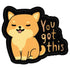 Sticker with a dog illustration and &