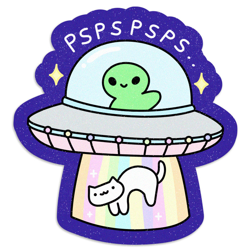 Cat Alien Abduction - Vinyl Sticker