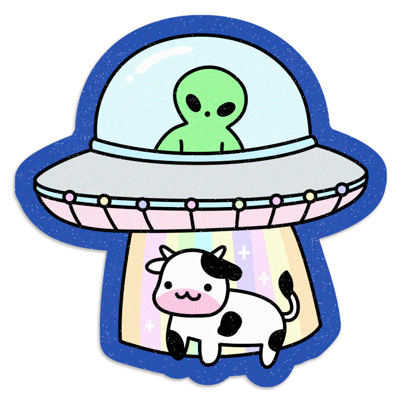Cow Alien Abduction Vinyl Sticker