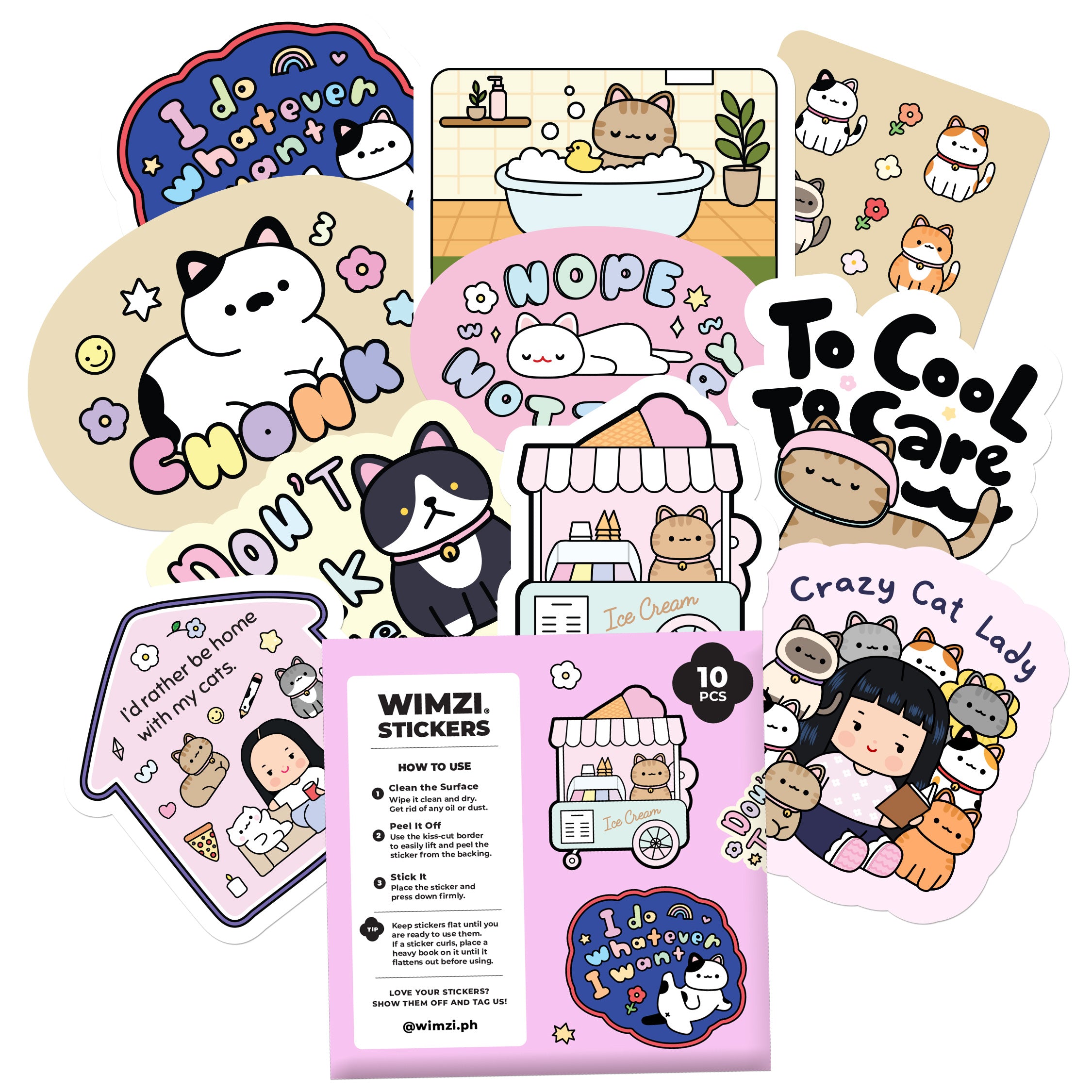 Cat Vinyl Sticker Pack (10 Stickers)