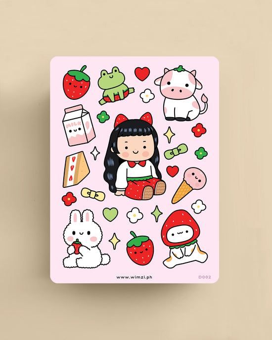 Strawberry Girl Decorative Sticker Sheet