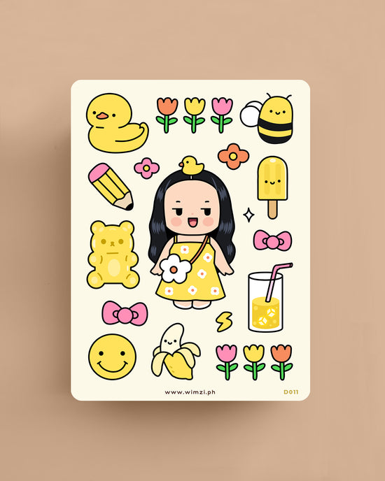 Yellow Fluff & Stuff Decorative Sticker Sheet