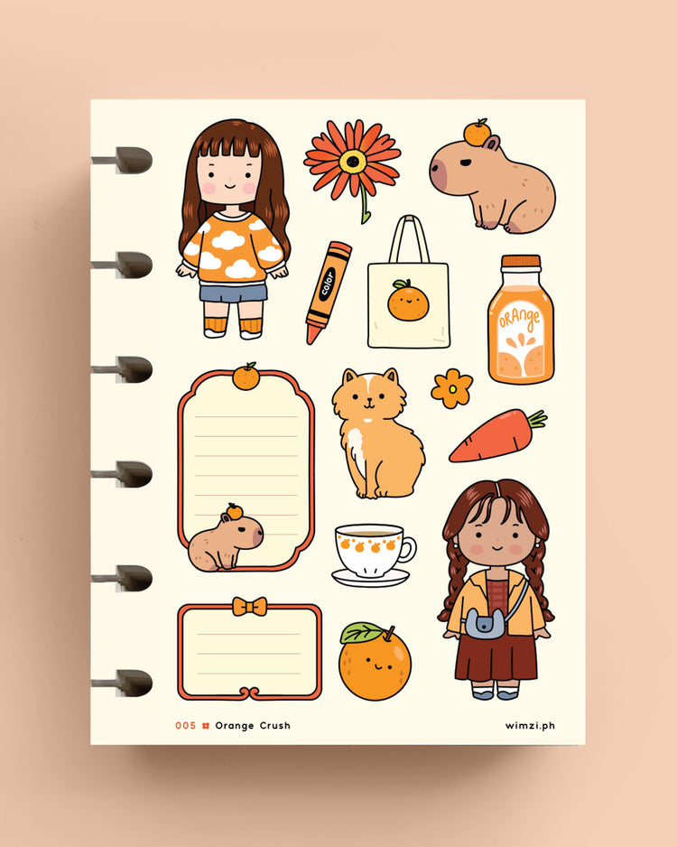 Orange Crush Decorative Sticker Sheet