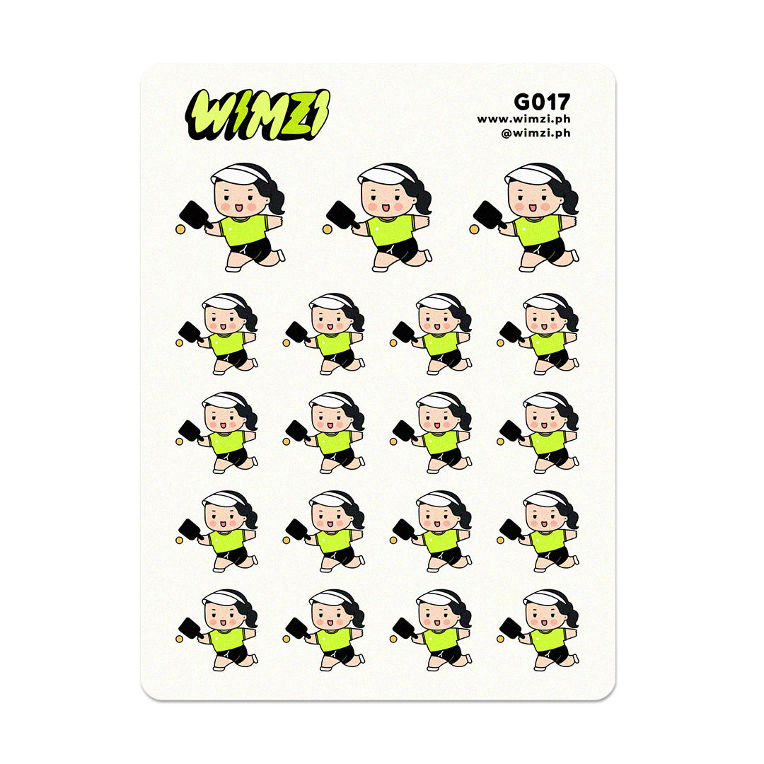 Sheet of cartoon character stickers with &