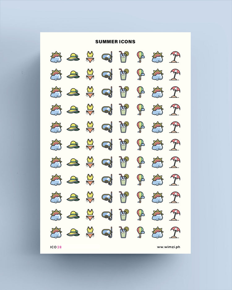 Summer Season Transparent Icons Planner Stickers