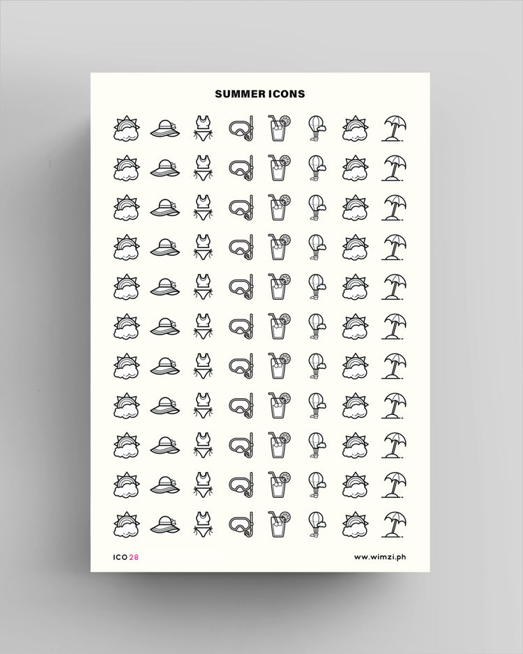 Summer Season Transparent Icons Planner Stickers