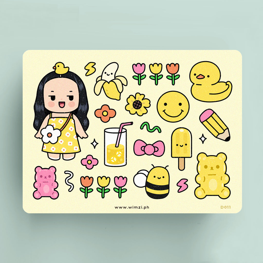Yellow Fluff & Stuff Decorative Sticker Sheet