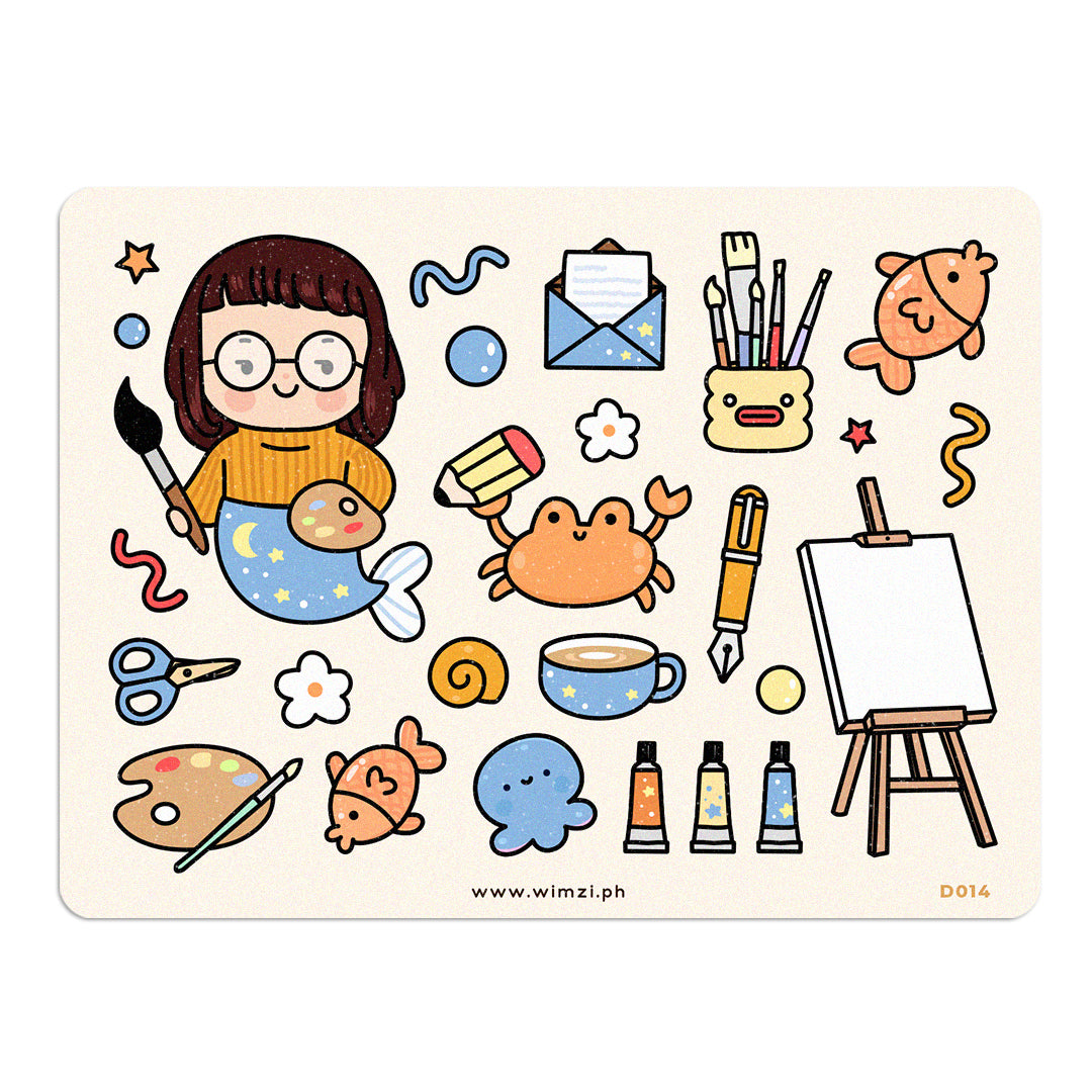 Artistic Mermaid Cute Sticker Sheet