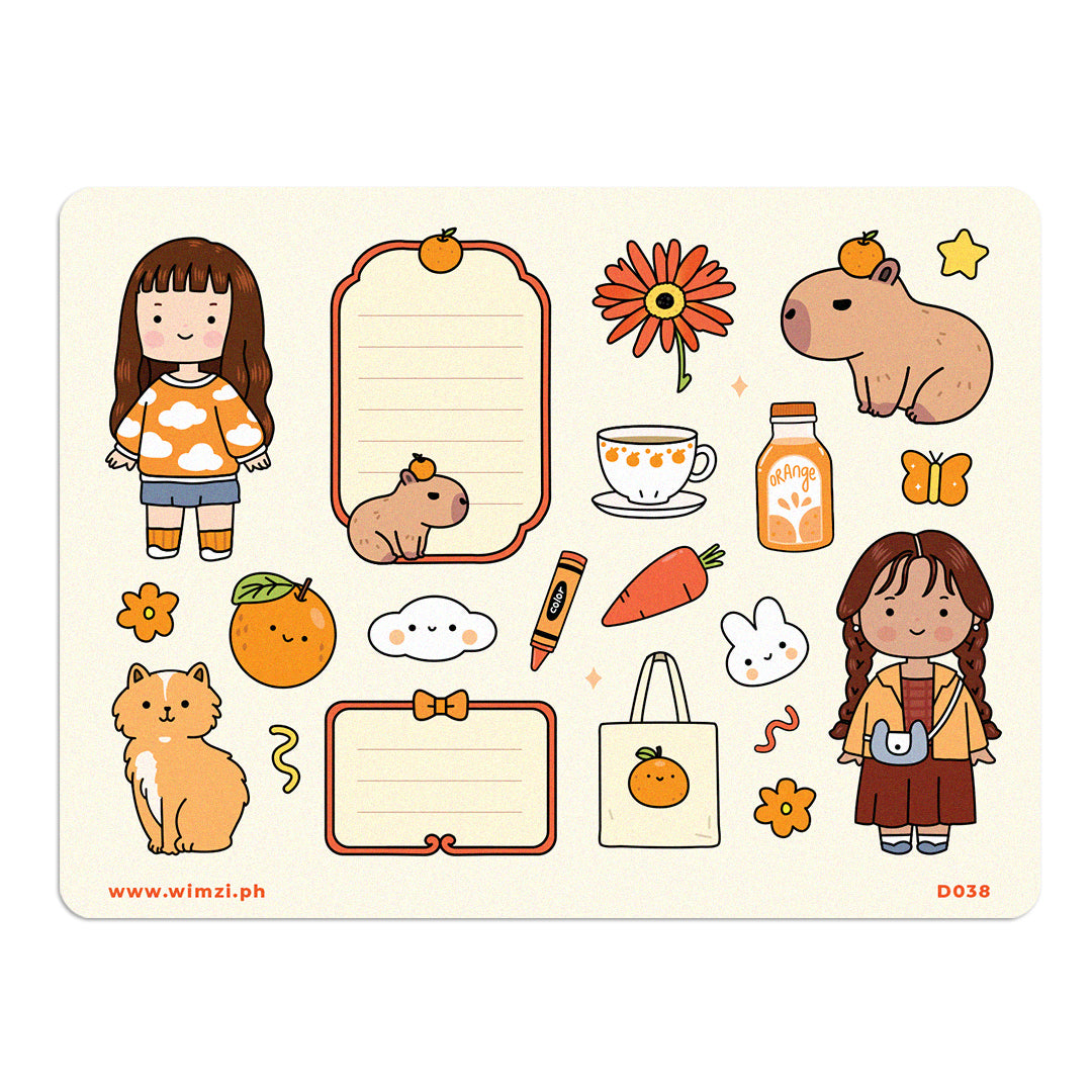 Orange Crush Decorative Sticker Sheet