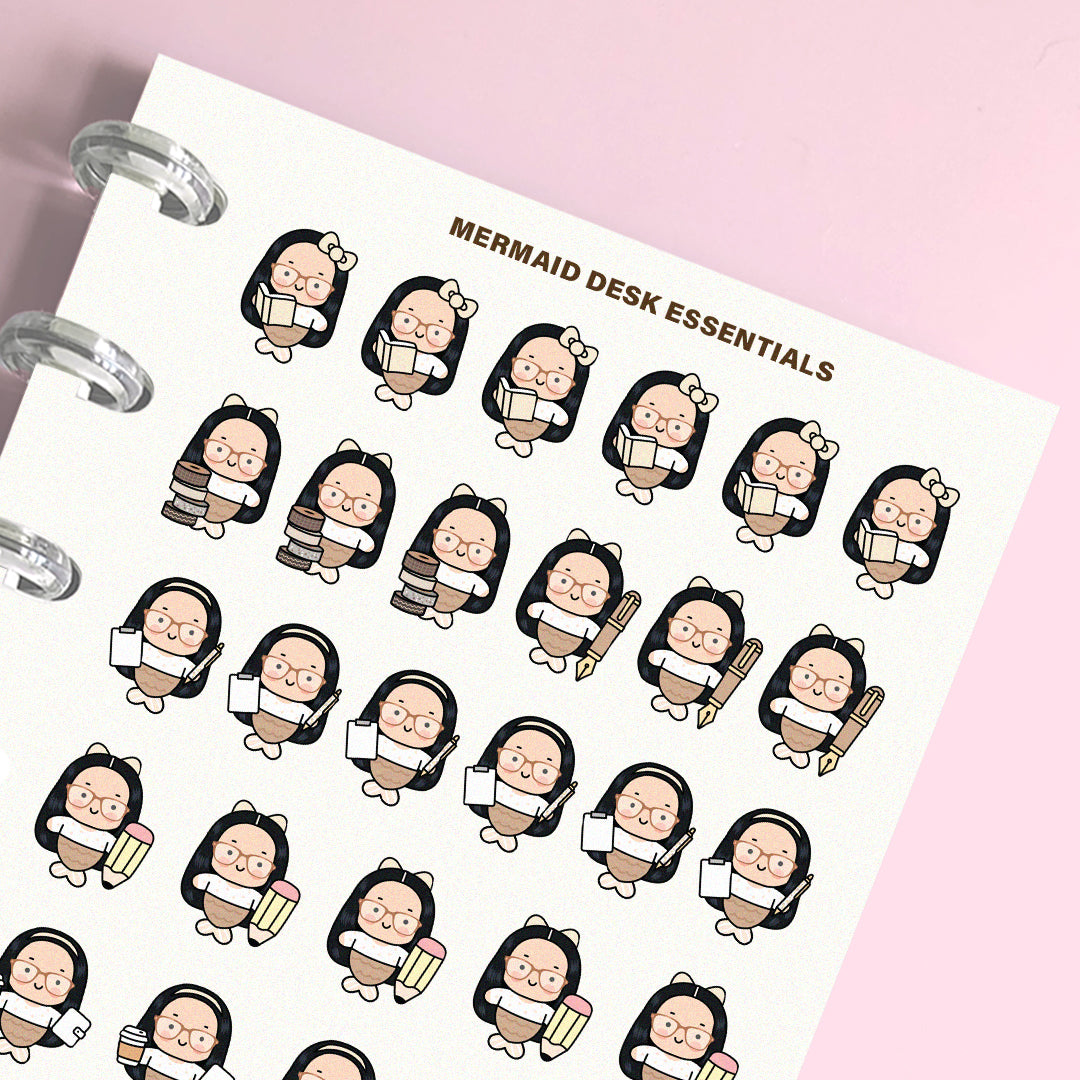 Mermaid Desk Essentials - Planner Stickers