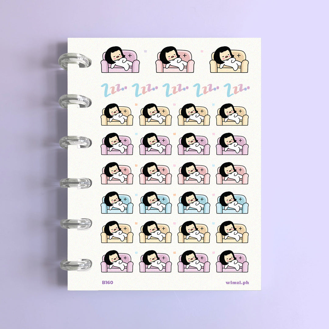Tired Sleeping Couch Potato Planner Stickers