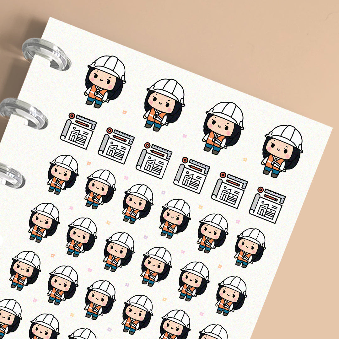 Female Engineer Planner Stickers