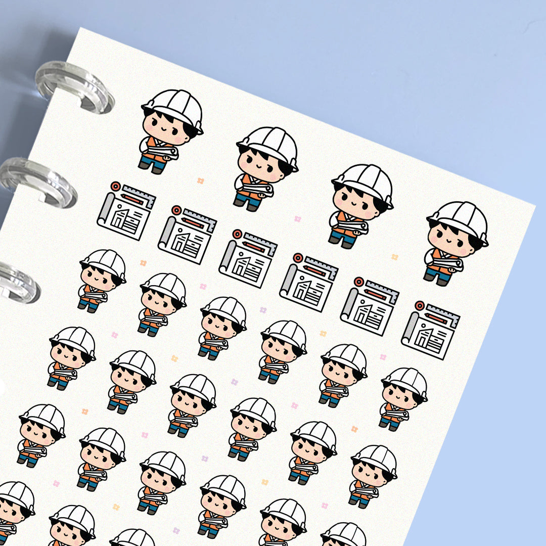 Male Engineer Planner Stickers