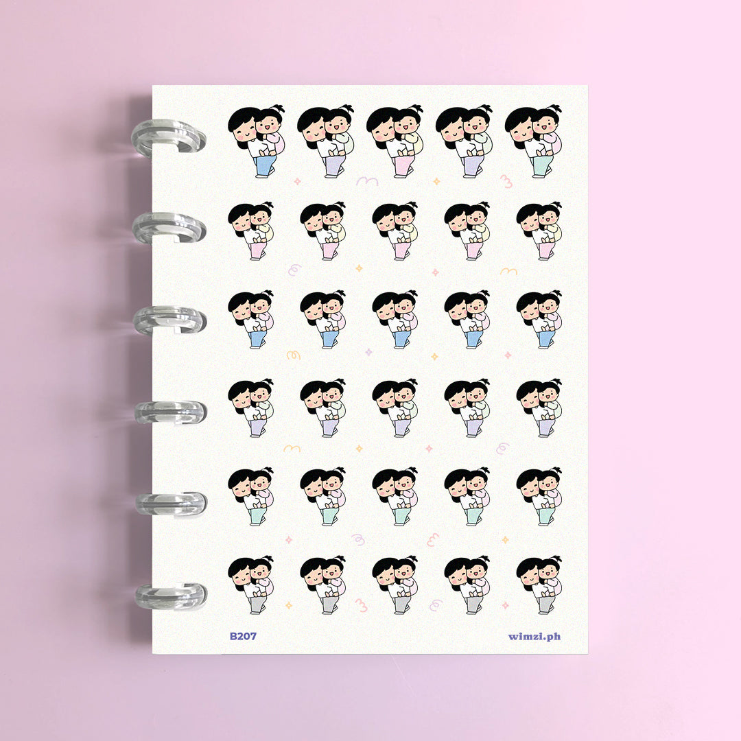 Mom & Little Girl Piggy Back Planner Stickers
