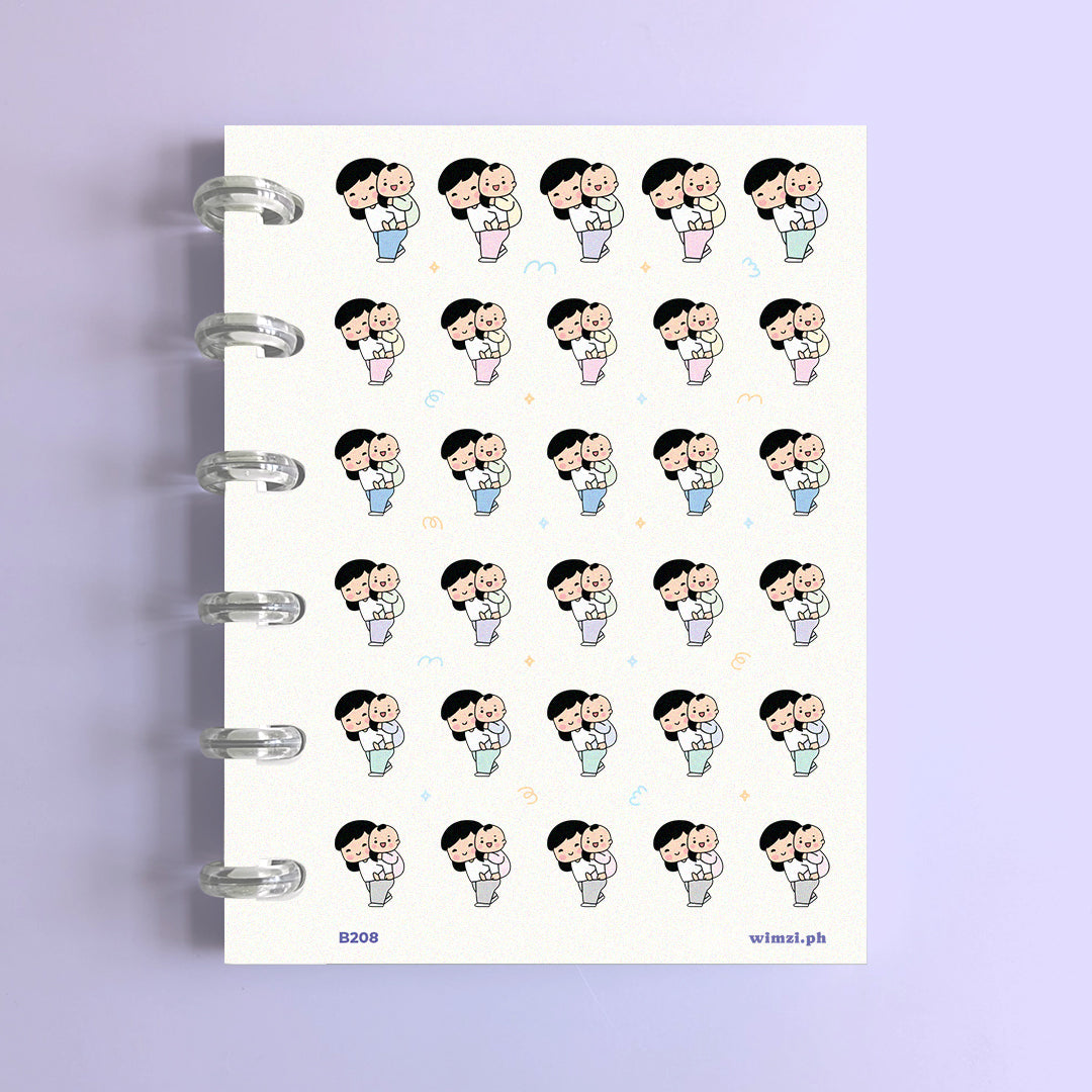 Mom & Little Boy Piggy Back Ride Stickers