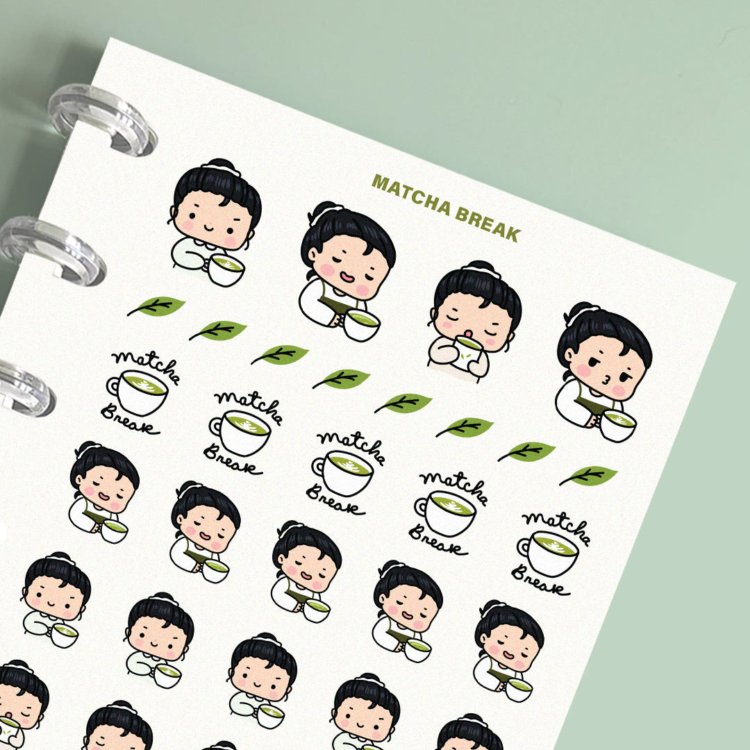Matcha Break Planner Stickers