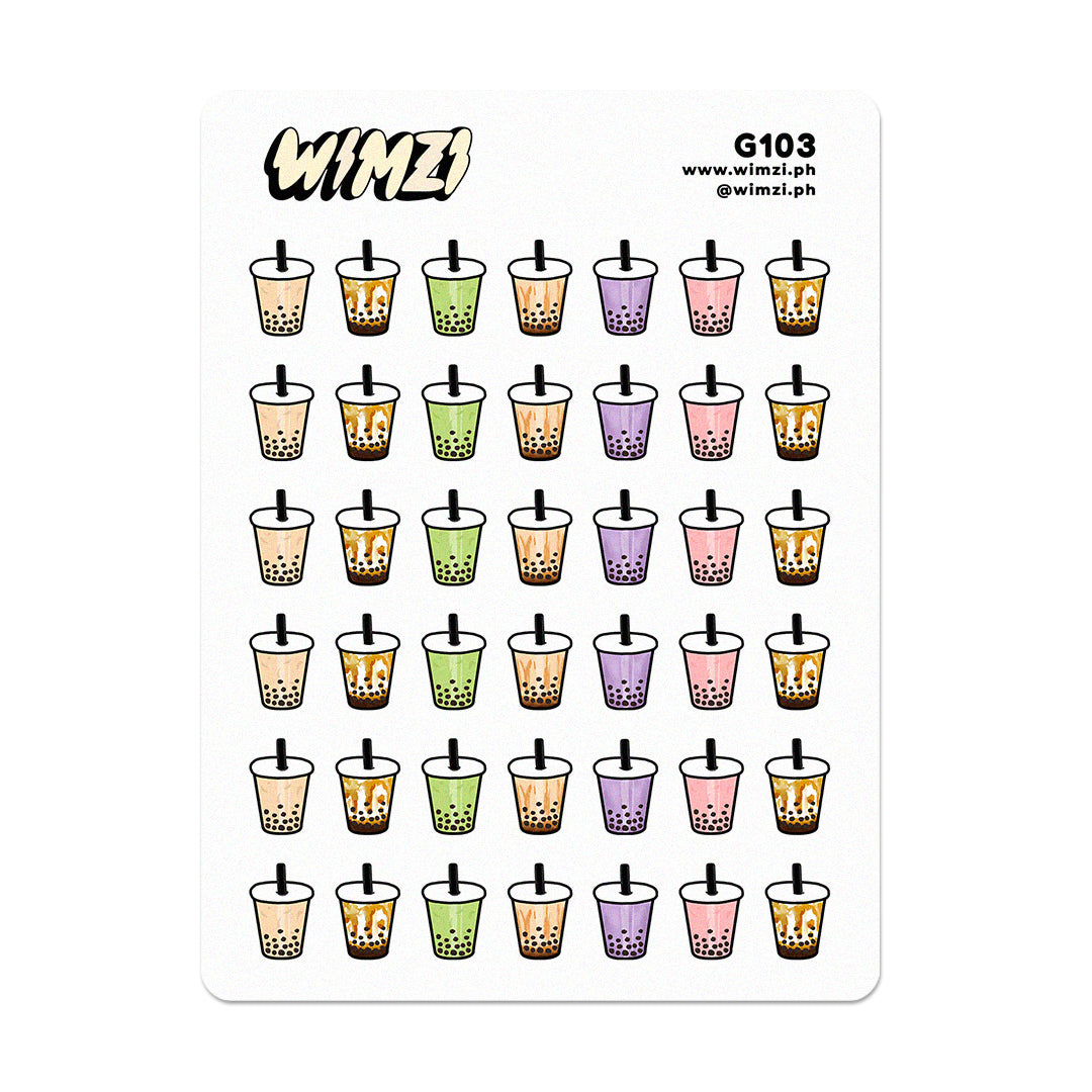 Bubble Tea Planner Stickers