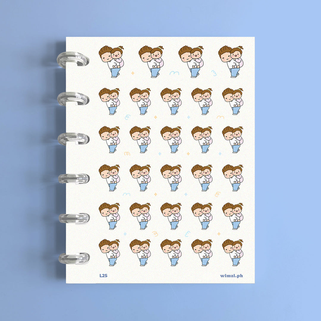 Dad & Little Girl Piggy Back Ride Stickers