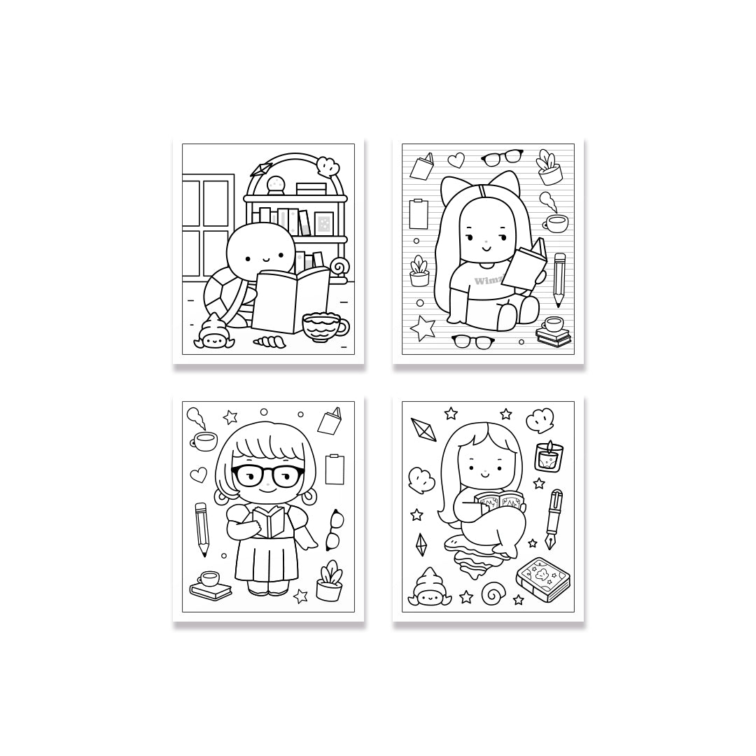 Cute Coloring Book (No. 01 Bookworm)