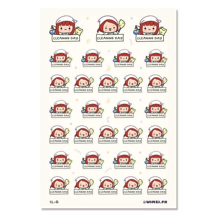 Kawaii Cleaning Day Planner Stickers