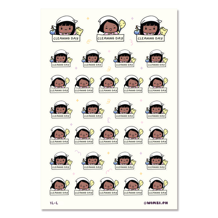 Kawaii Cleaning Day Planner Stickers