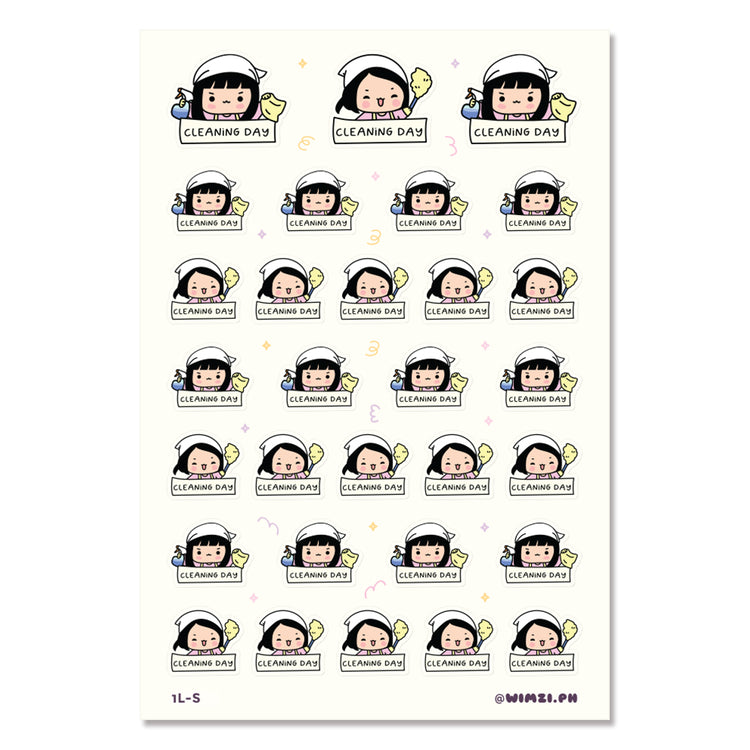 Kawaii Cleaning Day Planner Stickers