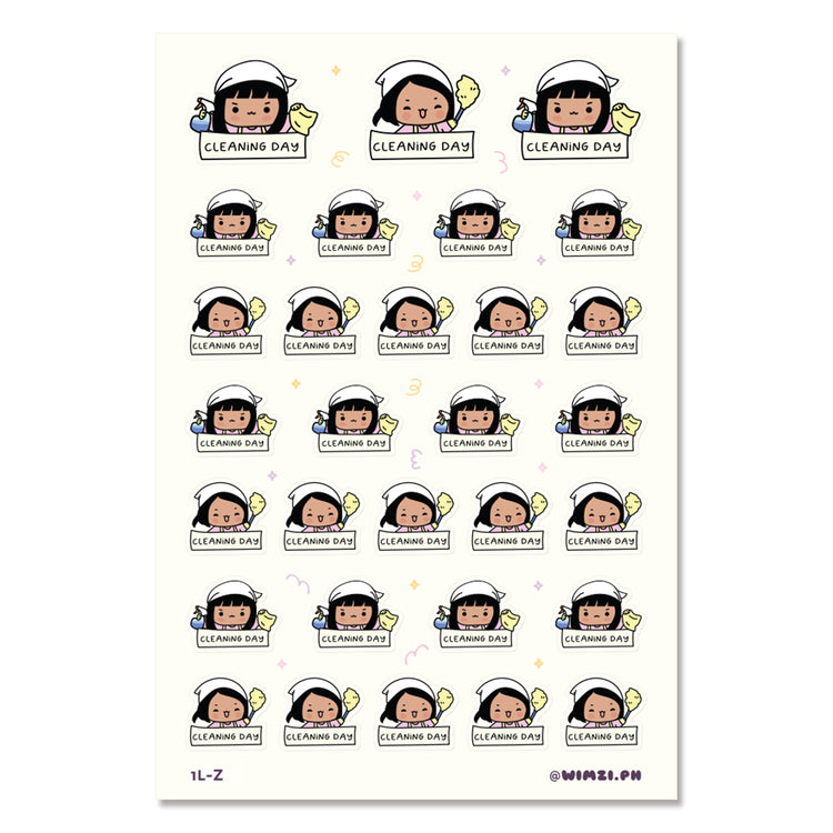Kawaii Cleaning Day Planner Stickers