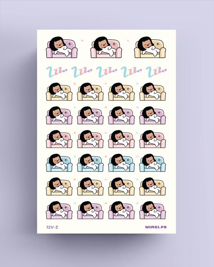 Tired Sleeping Couch Potato Planner Stickers