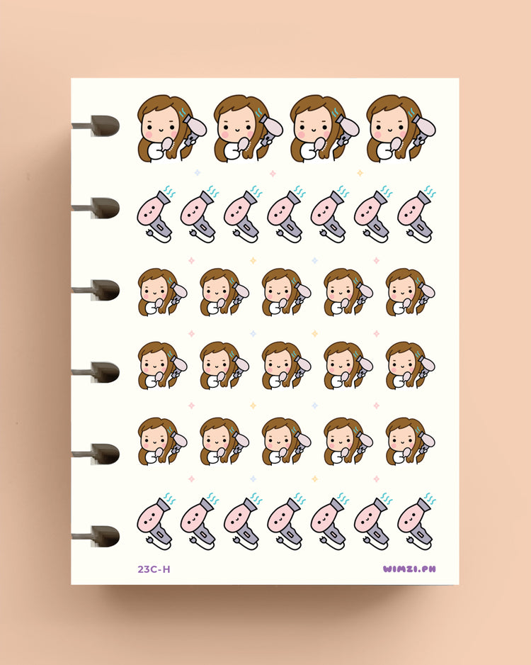 Blow Dry Hair Planner Stickers