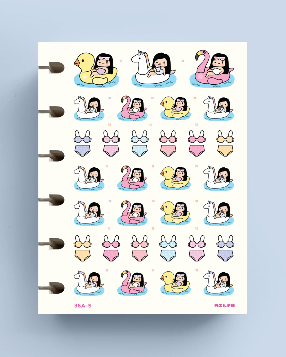 Cute Summer Floaters Planner Stickers