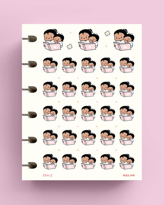 Mom Reading with Daughter Planner Stickers