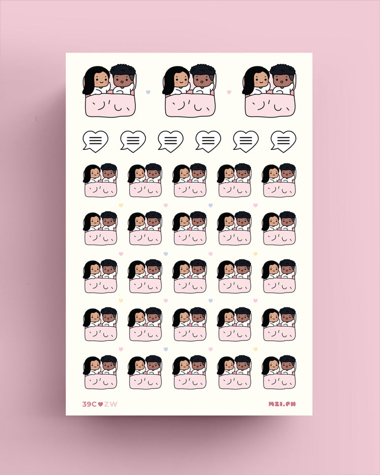 Couple in Bed Planner Stickers