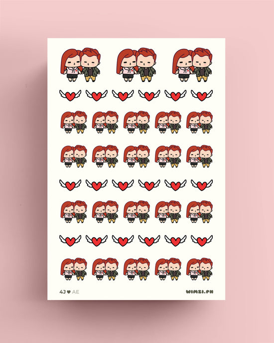 Hearts and Kisses Couple Planner Stickers